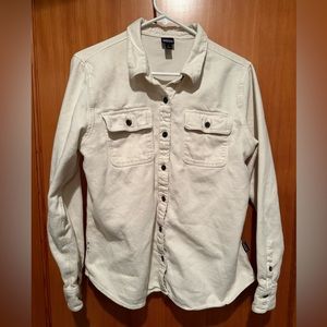 Patagonia women's cream colored button down flannel size large.